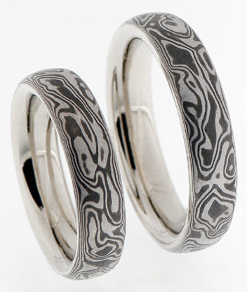 Casual wedding rings, Mokume gane