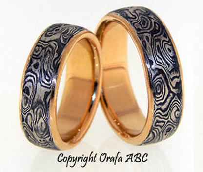 damasco mokume gane wedding rings