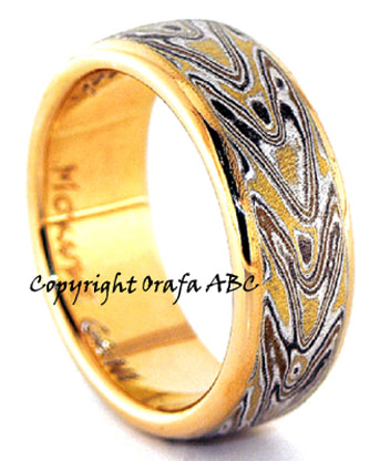 Love arrows wedding ring, Mokume Gane