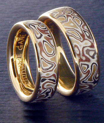 mokume gane puzzle wedding rings