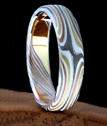  mokume gane star wedding ring