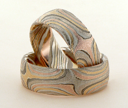 star mokume gane wedding rings