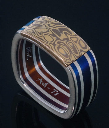 anello titanio mokume gane