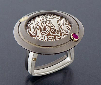 anello titanio mokume gane